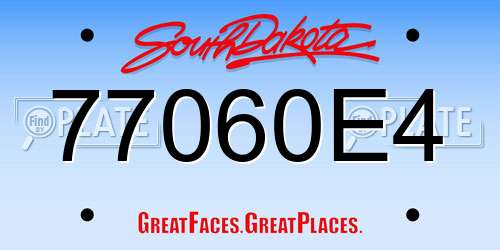 77060E4 South Dakota License Plate
