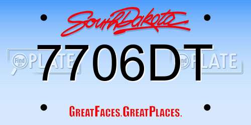 7706DT South Dakota License Plate