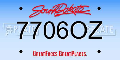 7706OZ South Dakota License Plate