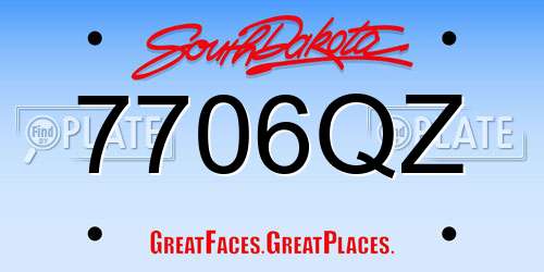 7706QZ South Dakota License Plate