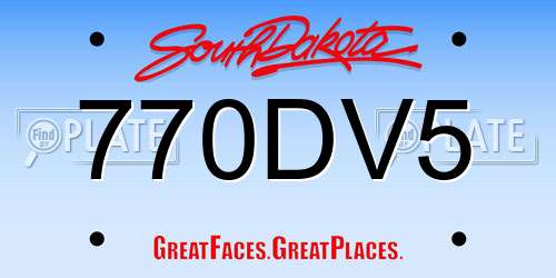 770DV5 South Dakota License Plate