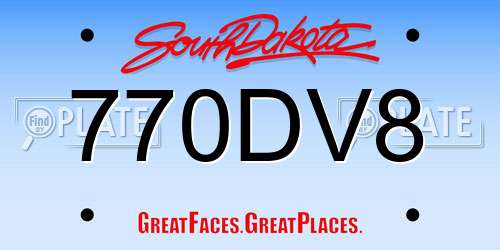 770DV8 South Dakota License Plate