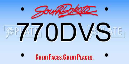 770DVS South Dakota License Plate