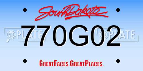 770G02 South Dakota License Plate