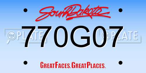 770G07 South Dakota License Plate