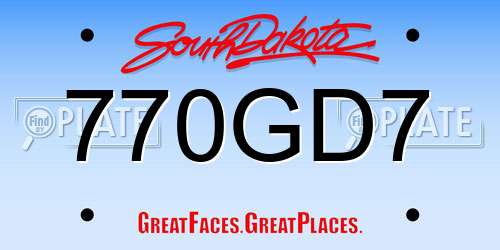 770GD7 South Dakota License Plate