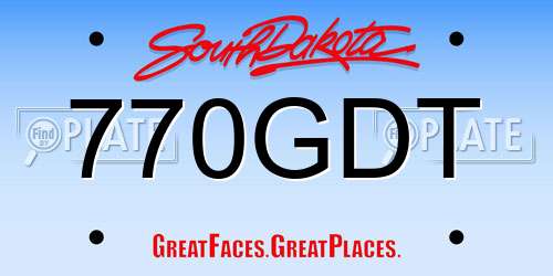 770GDT South Dakota License Plate