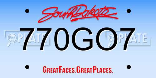770GO7 South Dakota License Plate