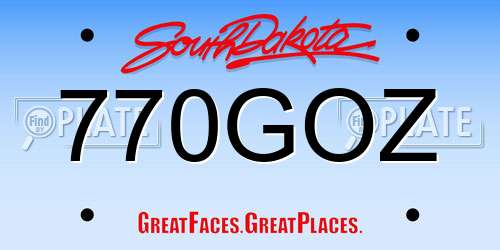 770GOZ South Dakota License Plate
