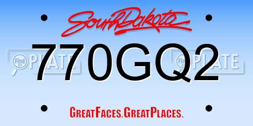 770GQ2 South Dakota License Plate
