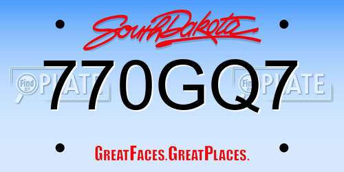 770GQ7 South Dakota License Plate
