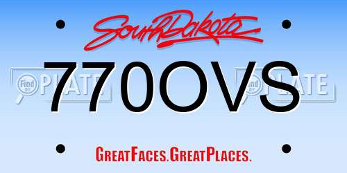 770OVS South Dakota License Plate