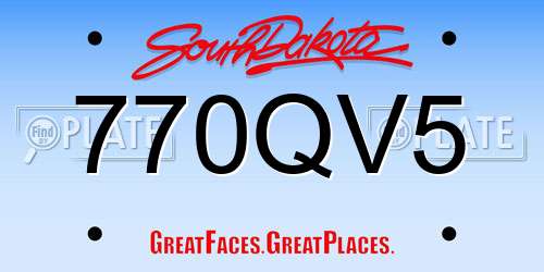 770QV5 South Dakota License Plate