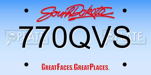 770QVS South Dakota License Plate
