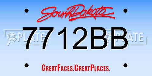 7712BB South Dakota License Plate