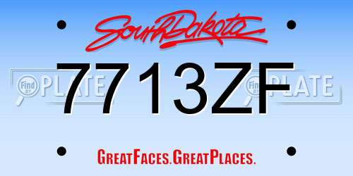 7713ZF South Dakota License Plate