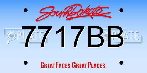 7717BB South Dakota License Plate