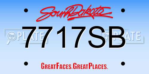 7717SB South Dakota License Plate