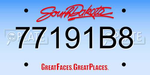 77191B8 South Dakota License Plate