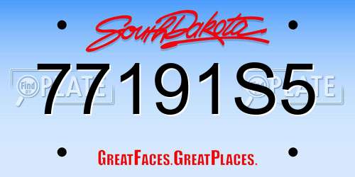 77191S5 South Dakota License Plate