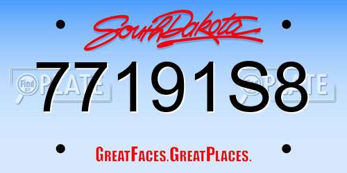 77191S8 South Dakota License Plate