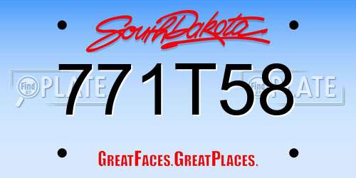 771T58 South Dakota License Plate