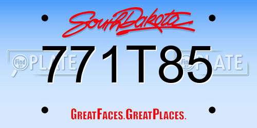 771T85 South Dakota License Plate