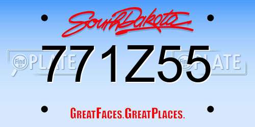 771Z55 South Dakota License Plate