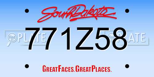 771Z58 South Dakota License Plate