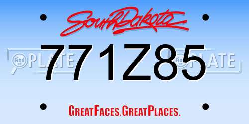 771Z85 South Dakota License Plate