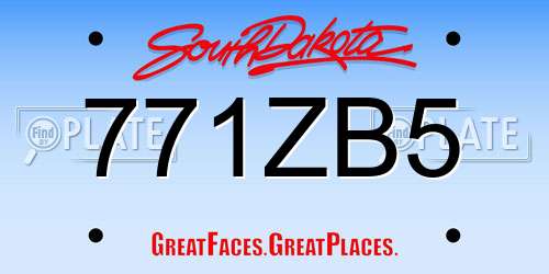 771ZB5 South Dakota License Plate