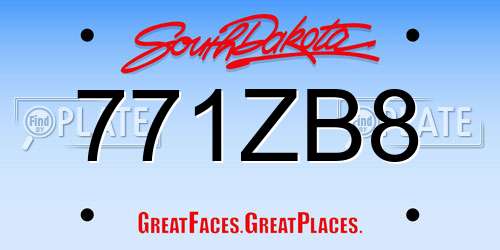 771ZB8 South Dakota License Plate