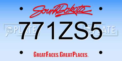 771ZS5 South Dakota License Plate