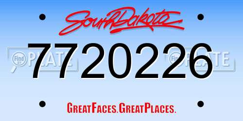 7720226 South Dakota License Plate