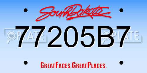77205B7 South Dakota License Plate