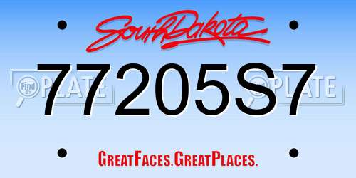 77205S7 South Dakota License Plate