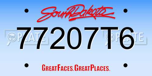 77207T6 South Dakota License Plate
