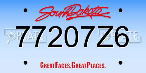 77207Z6 South Dakota License Plate