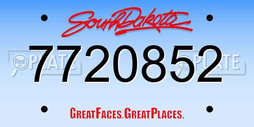 7720852 South Dakota License Plate