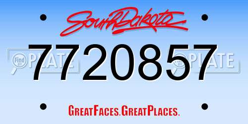 7720857 South Dakota License Plate