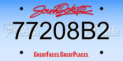 77208B2 South Dakota License Plate