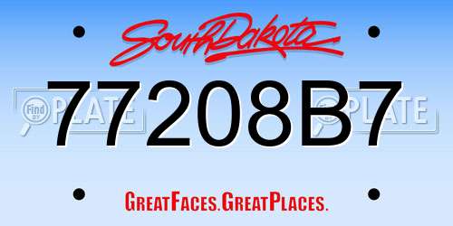 77208B7 South Dakota License Plate