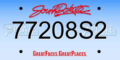 77208S2 South Dakota License Plate
