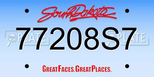 77208S7 South Dakota License Plate