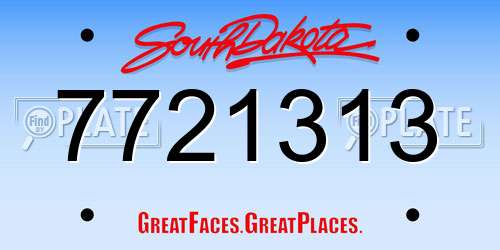 7721313 South Dakota License Plate