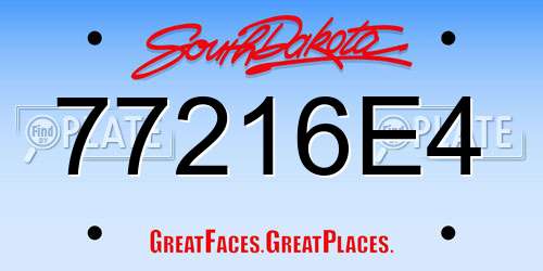 77216E4 South Dakota License Plate