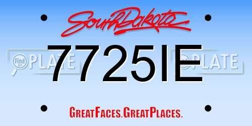 7725IE South Dakota License Plate