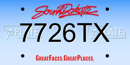 7726TX South Dakota License Plate
