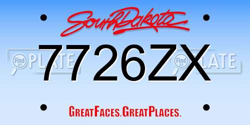 7726ZX South Dakota License Plate