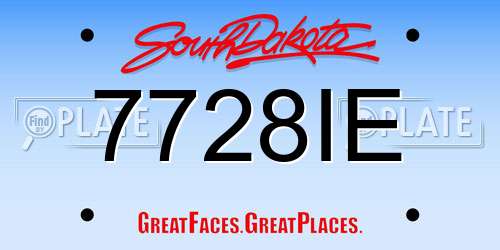 7728IE South Dakota License Plate